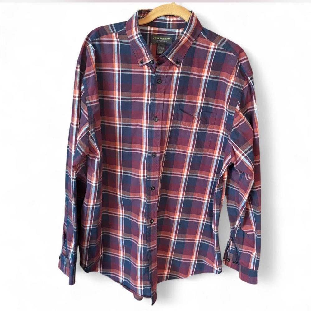 John Bartlett size L Men's Plaid Button-Up Shirt